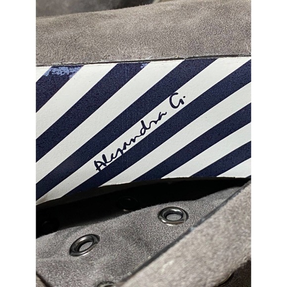 Alexandra G Riveted Tall Tie back Over The Knee Stiletto Grey Suede Boots NWOB - Picture 9 of 9